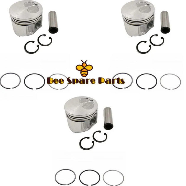 New 3 Sets STD Piston Kit With Ring 8-94411-568-1 Fit For Isuzu 3KC1 Engine 74MM-Replacement Aftermarket Parts