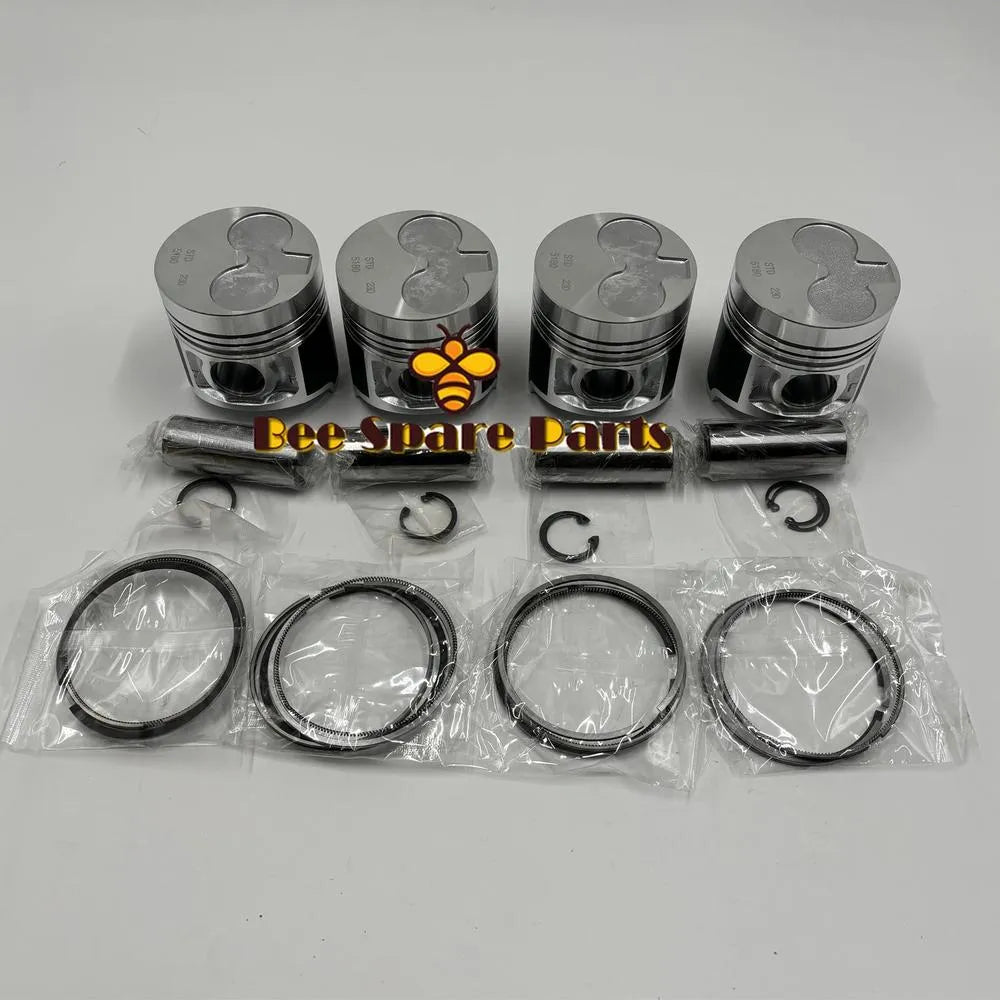 New 4 Sets STD Piston Kit With Ring 115017581 21401831 Fit For Perkins 404C 404D Engine 84MM-BeeSpareParts