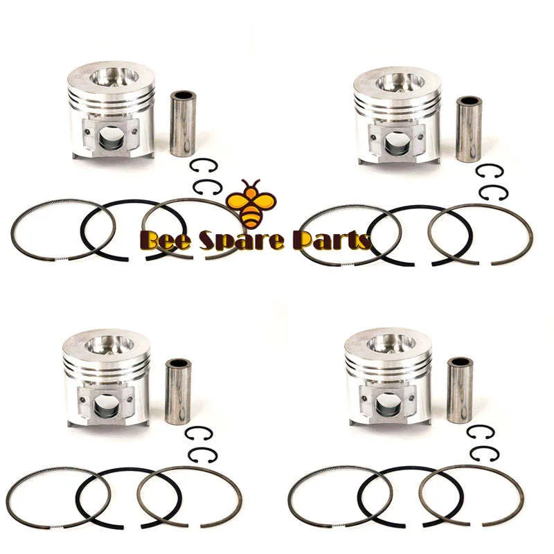 New 4 Sets STD Piston Kit With Ring 123907-22081 Fit For Yanmar 4TNV106 Engine Takeuchi TL150 106MM-Replacement Aftermarket Parts