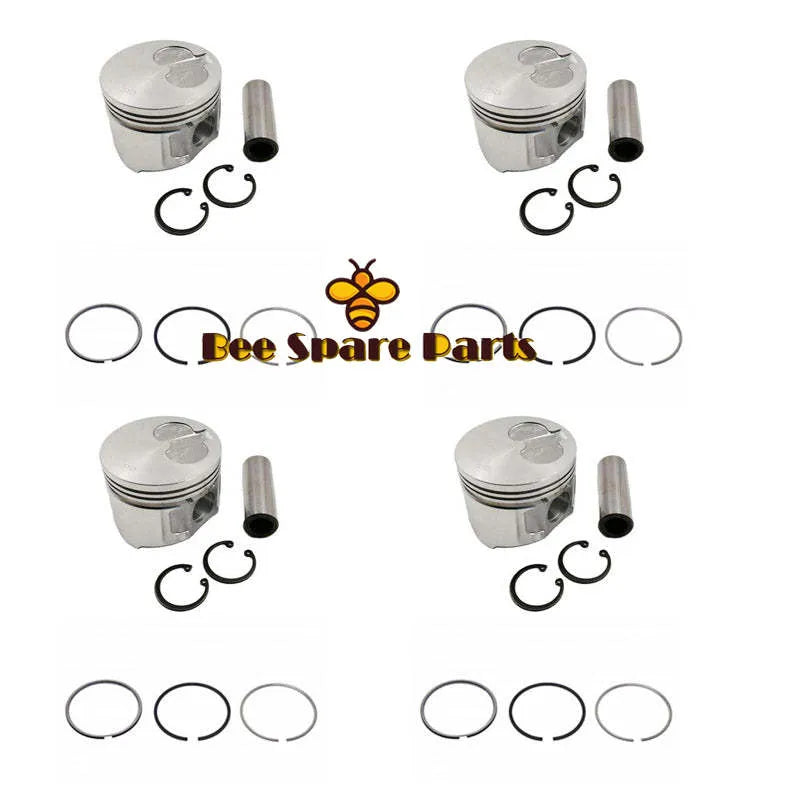 New 4 Sets STD Piston Kit With Ring 129931-22100 Fit For Komatsu 4D94E Engine 94MM-BeeSpareParts