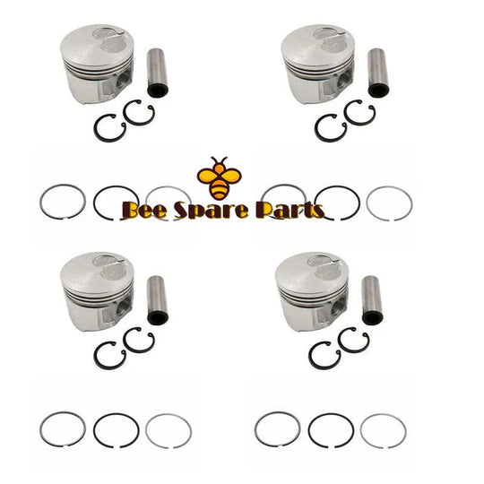 New 4 Sets STD Piston Kit With Ring 129931-22100 Fit For Komatsu 4D94E Engine 94MM-BeeSpareParts