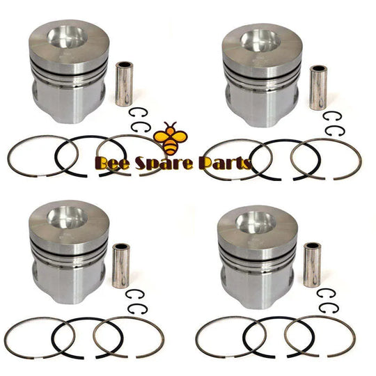 New 4 Sets STD Piston Kit With Ring 36717-41100 Fit For Mitsubishi S4F Engine 98MM-BeeSpareParts