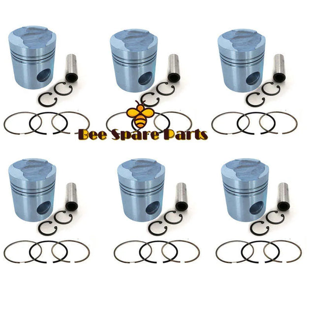 New 4 Sets STD Piston Kit With Ring 6114-31-2111 Fit For Komatsu 4D130 Engine 130MM-BeeSpareParts