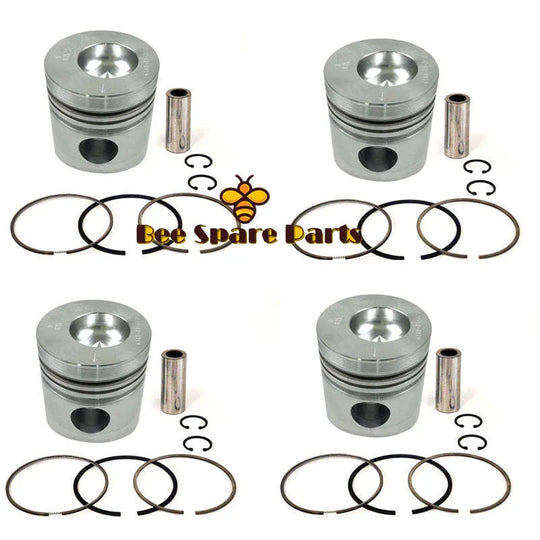 New 4 Sets STD Piston Kit With Ring 6140-31-2113 Fit For Komatsu 4D92 Engine 92MM-BeeSpareParts