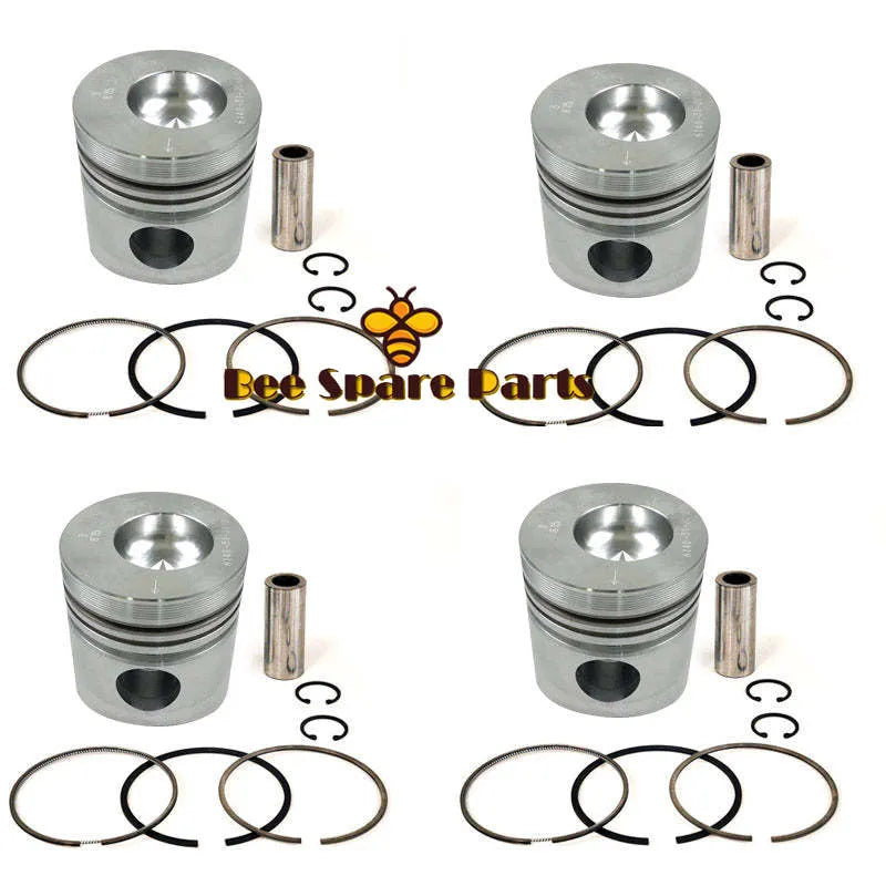 New 4 Sets STD Piston Kit With Ring 6140-31-2113 Fit For Komatsu 4D92 Engine 92MM-BeeSpareParts