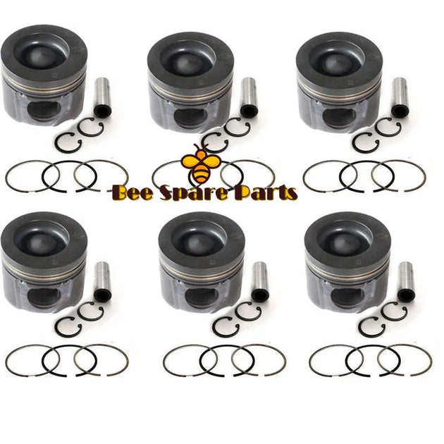 New 6 Sets STD Piston Kit With Ring 04258253 04501365 Fit For Volvo D6D Engine 98MM-Replacement Aftermarket Parts