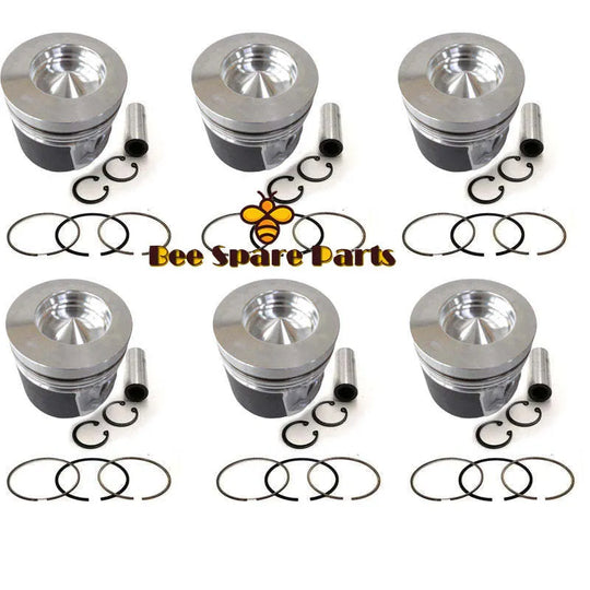 New 6 Sets STD Piston Kit With Ring 04285673 04501382 Fit For Volvo D6E Engine 98MM-Replacement Aftermarket Parts