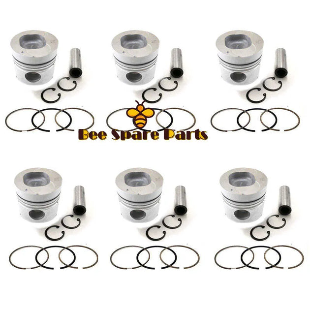 New 6 Sets STD Piston Kit With Ring 1-12111-345-0 Fit For Isuzu 6BF1 Engine 105MM-Replacement Aftermarket Parts