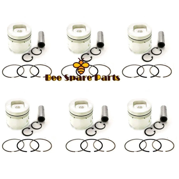 New 6 Sets STD Piston Kit With Ring 1-12111-471-0 Fit For Isuzu 6BG1 Engine 105MM-Replacement Aftermarket Parts