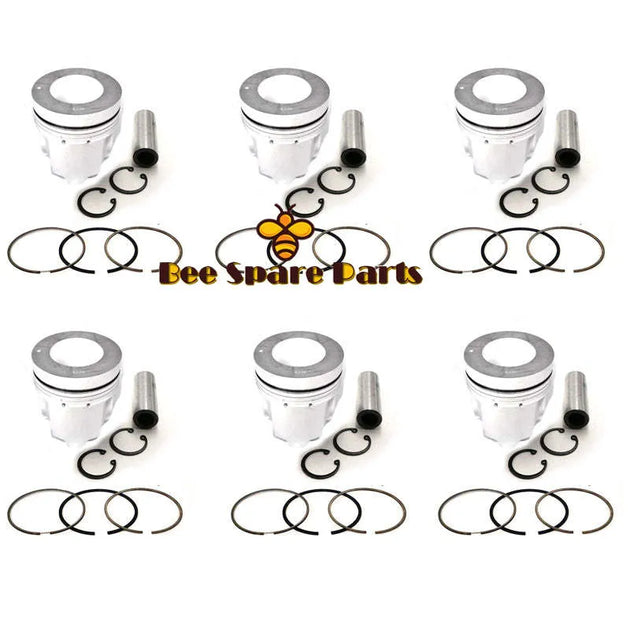 New 6 Sets STD Piston Kit With Ring 1-12111-632-0 Fit For Isuzu 6RB1T Engine 135MM-Replacement Aftermarket Parts