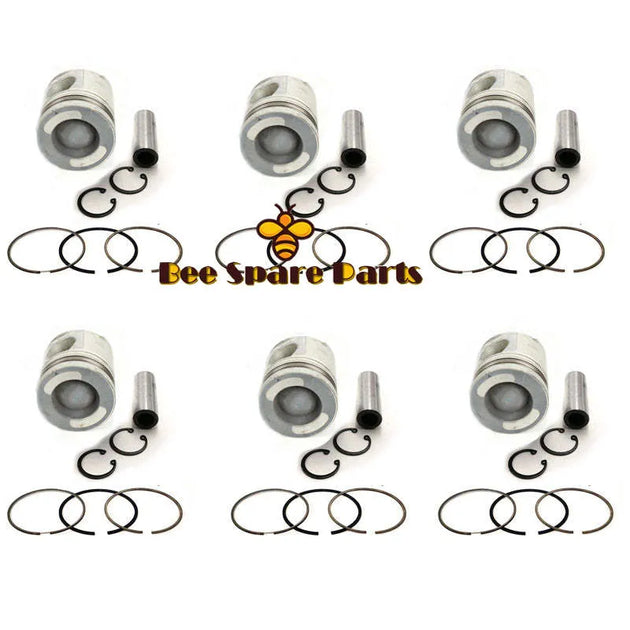 New 6 Sets STD Piston Kit With Ring 1-12111-665-1 Fit For Isuzu 6WA1 Engine 132.9MM-Replacement Aftermarket Parts