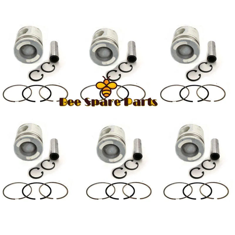 New 6 Sets STD Piston Kit With Ring 1-12111-665-1 Fit For Isuzu 6WA1 Engine 132.9MM-Replacement Aftermarket Parts