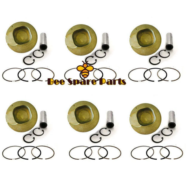 New 6 Sets STD Piston Kit With Ring 1-12111-713-1 Fit For Isuzu 6SD1 Engine 120MM-Replacement Aftermarket Parts