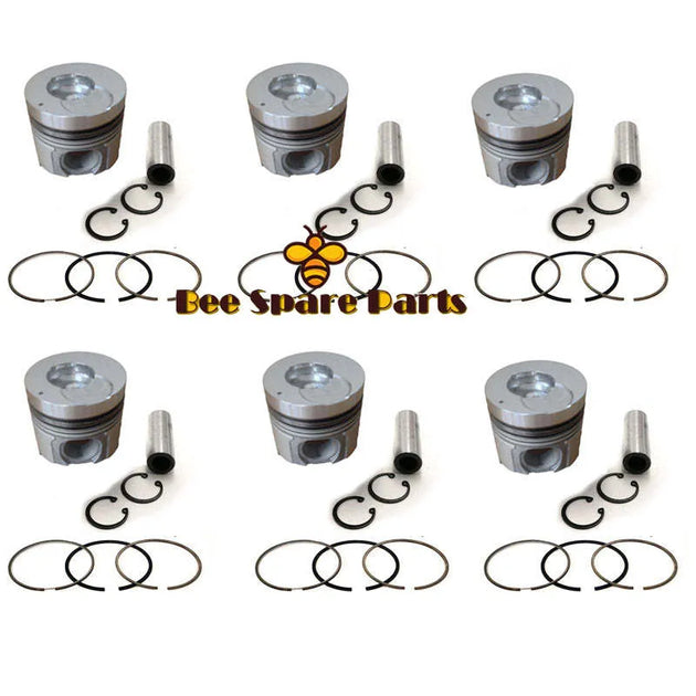 New 6 Sets STD Piston Kit With Ring 1-12111-913-0 Fit For Isuzu 6SD1 Engine 120MM-Replacement Aftermarket Parts