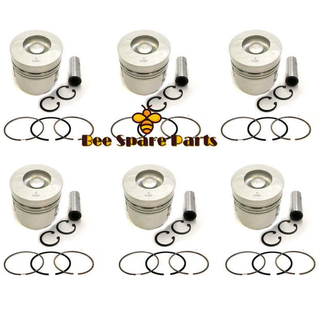 New 6 Sets STD Piston Kit With Ring 1-12111-918-0 Fit For Isuzu 6BG1T Engine 105MM-Replacement Aftermarket Parts