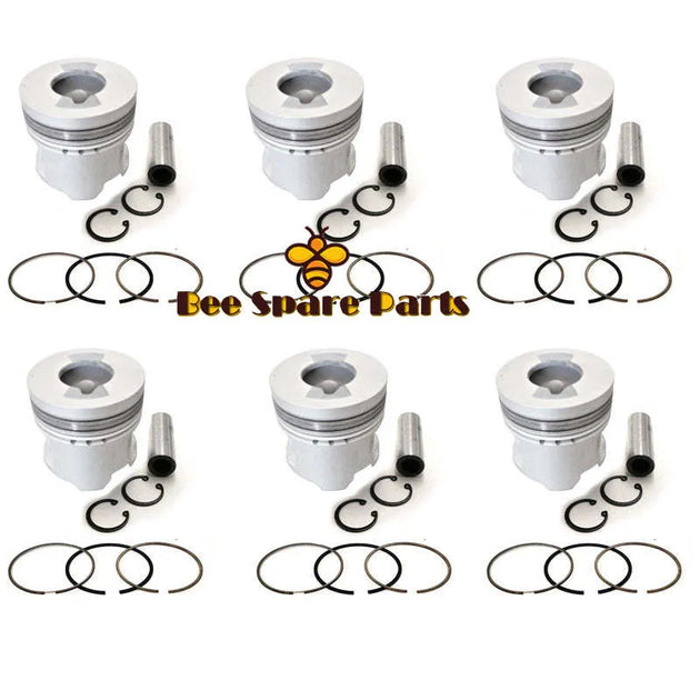 New 6 Sets STD Piston Kit With Ring 1-12111-964-2 Fit For Isuzu 6WG1 Engine 147MM-Replacement Aftermarket Parts