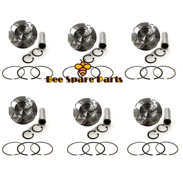 New 6 Sets STD Piston Kit With Ring 1-12111-999-1 Fit For Isuzu 6WF1 Engine 147MM-Replacement Aftermarket Parts