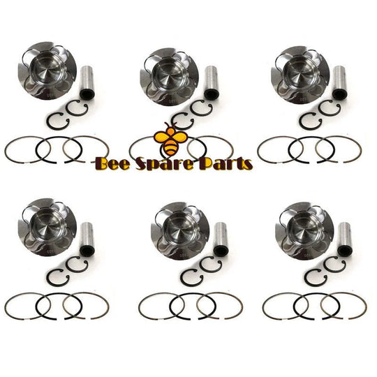 New 6 Sets STD Piston Kit With Ring 1-12112-009-1 Fit For Isuzu 6WG1T Engine 147MM-Replacement Aftermarket Parts