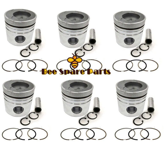 New 6 Sets STD Piston Kit With Ring 12011-95000 Fit For Nissan ND6T Engine 110MM-Piston Kit-BeeSpareParts