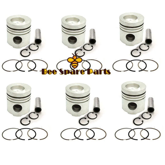 New 6 Sets STD Piston Kit With Ring 12011-96009 Fit For Nissan PD6T Engine 125MM-Piston Kit-BeeSpareParts