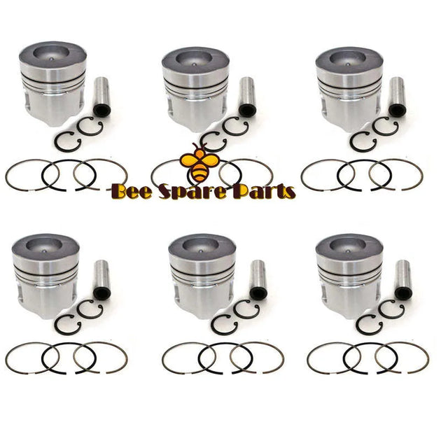 New 6 Sets STD Piston Kit With Ring 12011-96504 Fit For Nissan PF6TB Engine 133MM-Piston Kit-BeeSpareParts