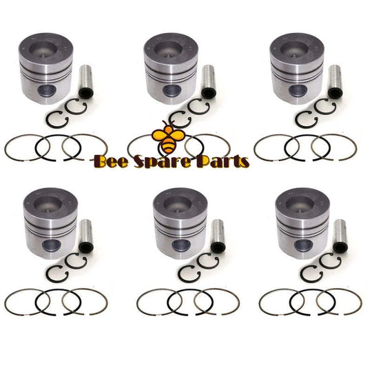 New 6 Sets STD Piston Kit With Ring 12011-96600 Fit For Nissan PE6T Engine 133MM-Piston Kit-BeeSpareParts