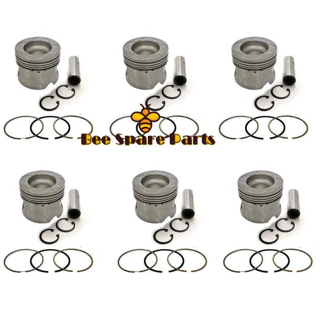 New 6 Sets STD Piston Kit With Ring 13211-0230 Fit For Hino P11C Engine 122MM-BeeSpareParts