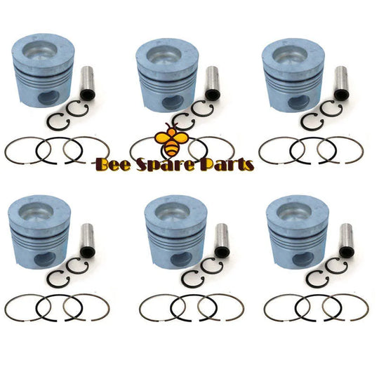 New 6 Sets STD Piston Kit With Ring 13211-2152 Fit For Hino H07C Engine 110MM-BeeSpareParts