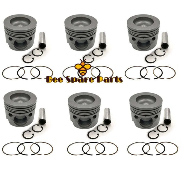 New 6 Sets STD Piston Kit With Ring 13211-2700 Fit For Hino P11C Engine 122MM-BeeSpareParts