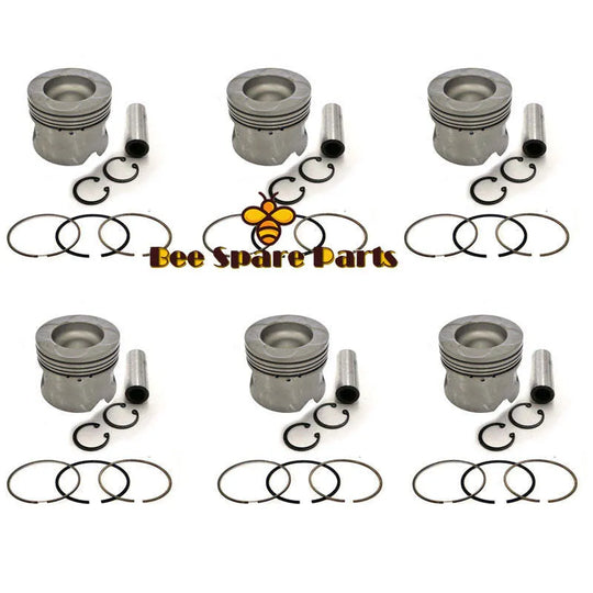 New 6 Sets STD Piston Kit With Ring 13211-2723 Fit For Hino P11C Engine 122MM-BeeSpareParts