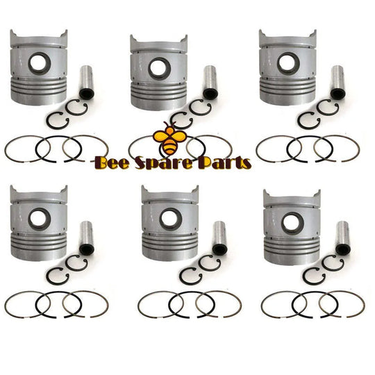 New 6 Sets STD Piston Kit With Ring 13216-1140 Fit For Hino EC100 Engine 97MM-BeeSpareParts