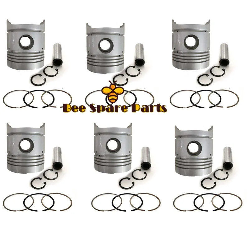 New 6 Sets STD Piston Kit With Ring 13216-1140 Fit For Hino EC100 Engine 97MM-BeeSpareParts