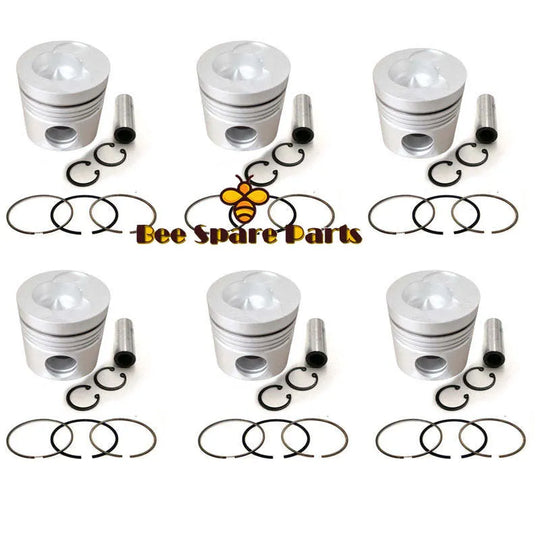 New 6 Sets STD Piston Kit With Ring 13216-1224 Fit For Hino EK100 Engine 137MM-BeeSpareParts
