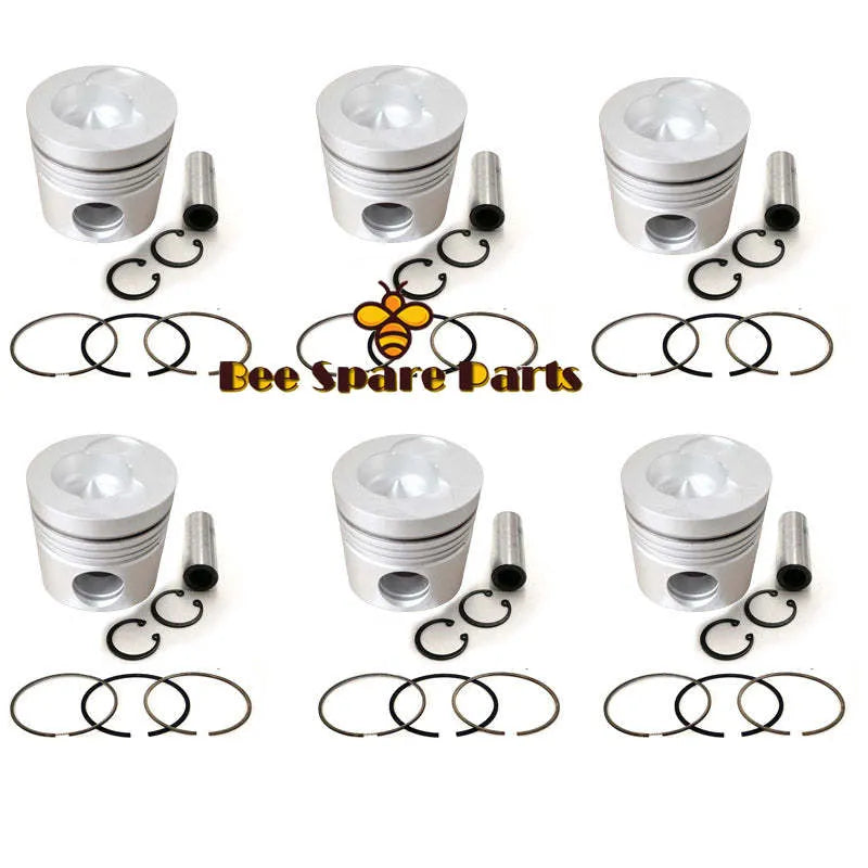 New 6 Sets STD Piston Kit With Ring 13216-1224 Fit For Hino EK100 Engine 137MM-BeeSpareParts