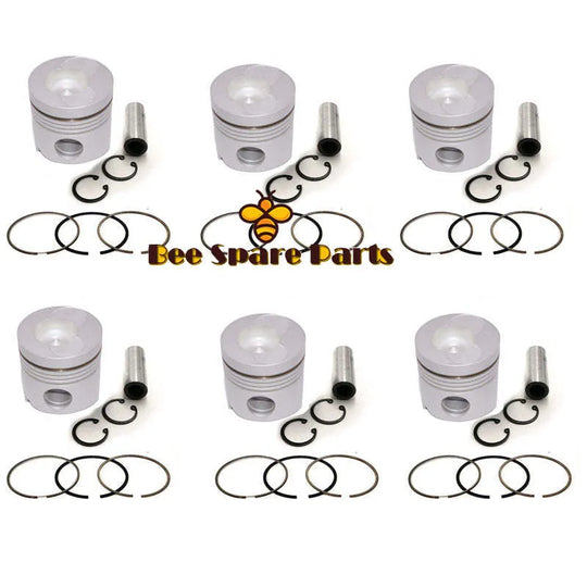 New 6 Sets STD Piston Kit With Ring 13216-1370 Fit For Hino EM100 Engine 124MM-BeeSpareParts
