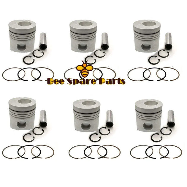 New 6 Sets STD Piston Kit With Ring 13216-1450C Fit For Hino EP100T Engine 120MM-BeeSpareParts