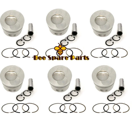 New 6 Sets STD Piston Kit With Ring 13216-1810 Fit For Hino H06CT Engine 108MM-BeeSpareParts