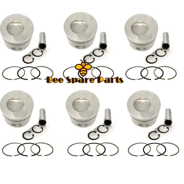 New 6 Sets STD Piston Kit With Ring 13216-1810 Fit For Hino H06CT Engine 108MM-BeeSpareParts