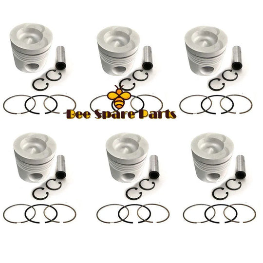 New 6 Sets STD Piston Kit With Ring 13216-2140 Fit For Hino K13C-12V Engine 135MM-BeeSpareParts