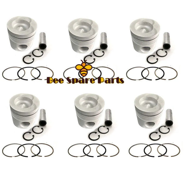 New 6 Sets STD Piston Kit With Ring 13216-2140 Fit For Hino K13C-12V Engine 135MM-BeeSpareParts