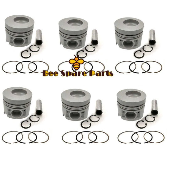 New 6 Sets STD Piston Kit With Ring 13216-2260 Fit For Hino H07D Engine 110MM-BeeSpareParts