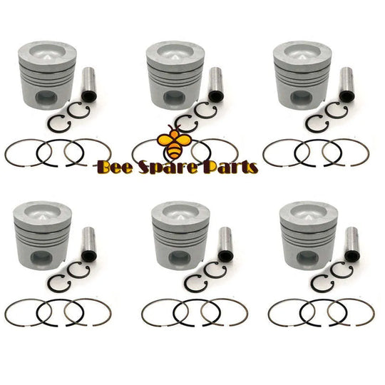 New 6 Sets STD Piston Kit With Ring 13216-2330 Fit For Hino K13C-24V Engine 135MM-BeeSpareParts