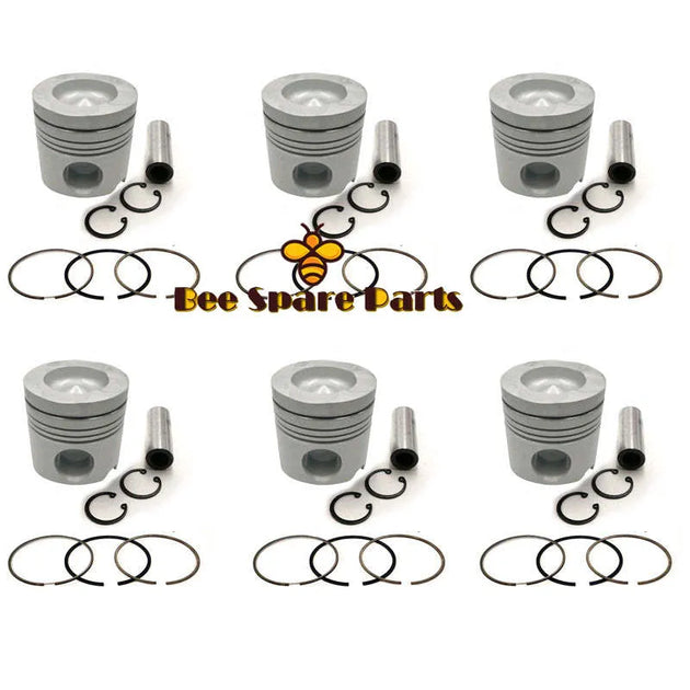 New 6 Sets STD Piston Kit With Ring 13216-2330 Fit For Hino K13C-24V Engine 135MM-BeeSpareParts