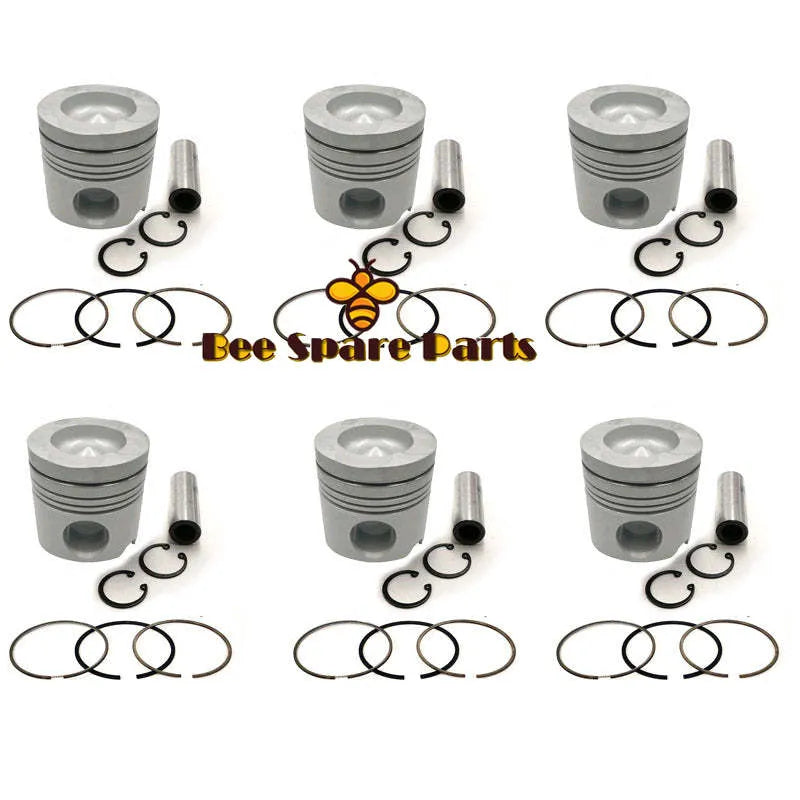 New 6 Sets STD Piston Kit With Ring 13216-2330 Fit For Hino K13C-24V Engine 135MM-BeeSpareParts