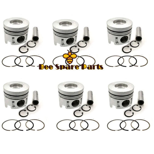 New 6 Sets STD Piston Kit With Ring 13216-2631 Fit For Hino J07C J08C Engine 114MM-BeeSpareParts