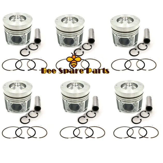 New 6 Sets STD Piston Kit With Ring 13216-E0010 Fit For Hino N04CT Engine 104MM-BeeSpareParts