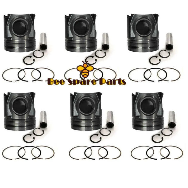 New 6 Sets STD Piston Kit With Ring 20451076 Fit For Volvo D12D Engine 131MM-Replacement Aftermarket Parts