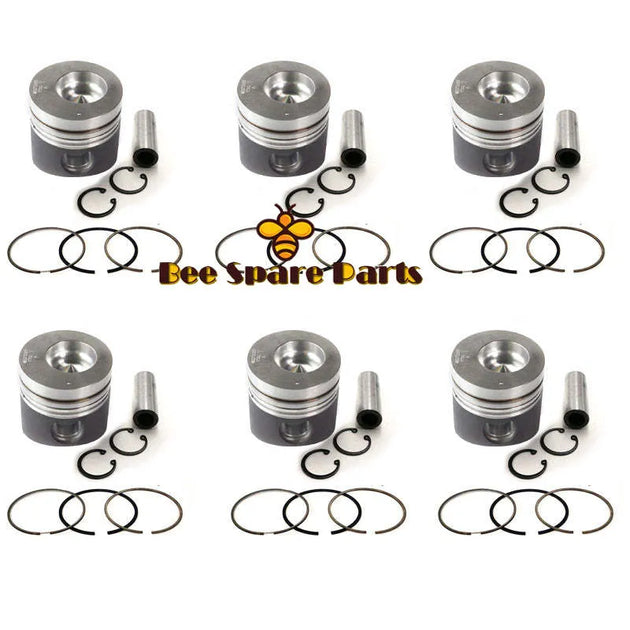 New 6 Sets STD Piston Kit With Ring 23411-93C10 Fit For Mitsubishi 6D16 Engine 118MM-BeeSpareParts