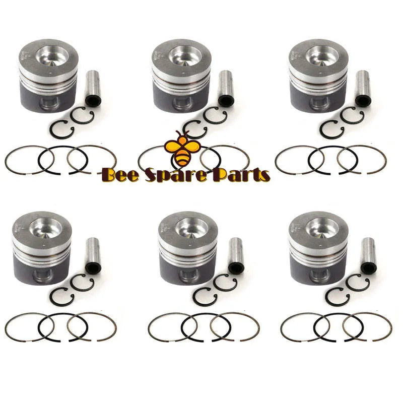 New 6 Sets STD Piston Kit With Ring 23411-93C10 Fit For Mitsubishi 6D16 Engine 118MM-BeeSpareParts
