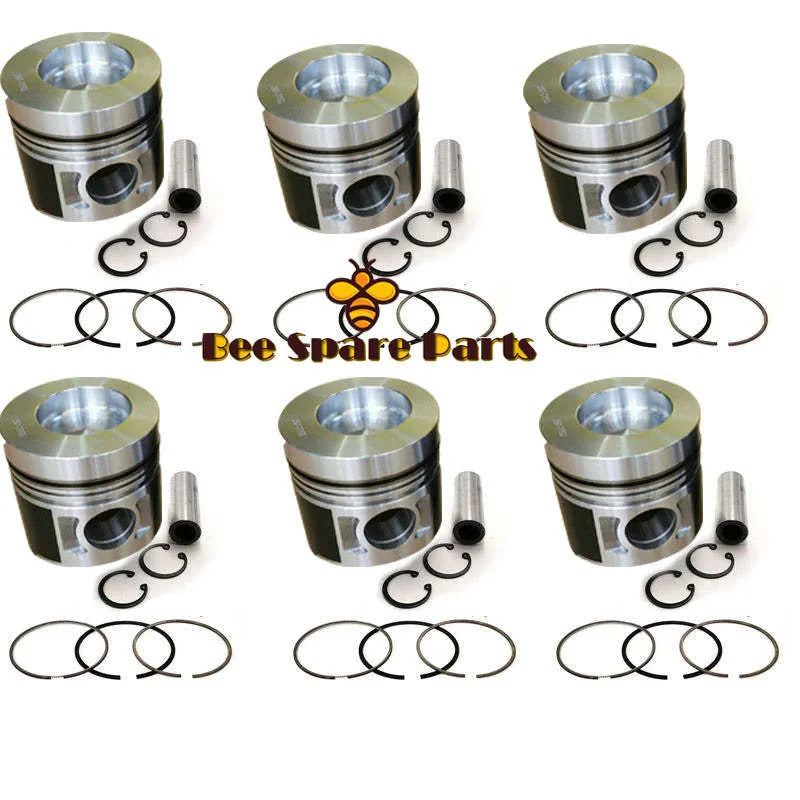 New 6 Sets STD Piston Kit With Ring 297-7753 Fit For Caterpillar S6KT 320C Engine 102MM-Replacement Aftermarket Parts
